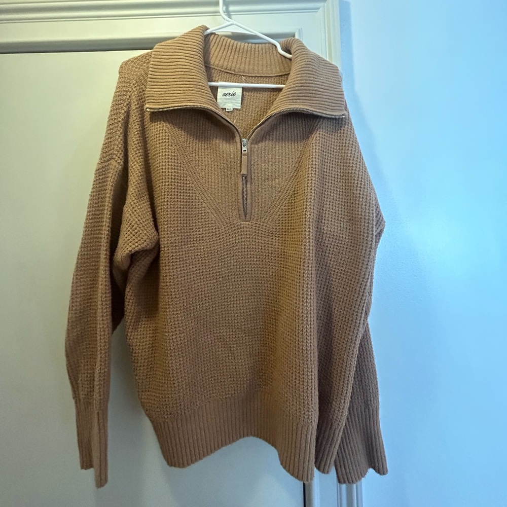 Aerie Tan Sweater Half-Zip
